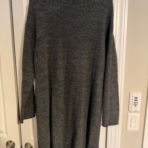 Jcrew Gray Ribbed Knit Sweater Dress